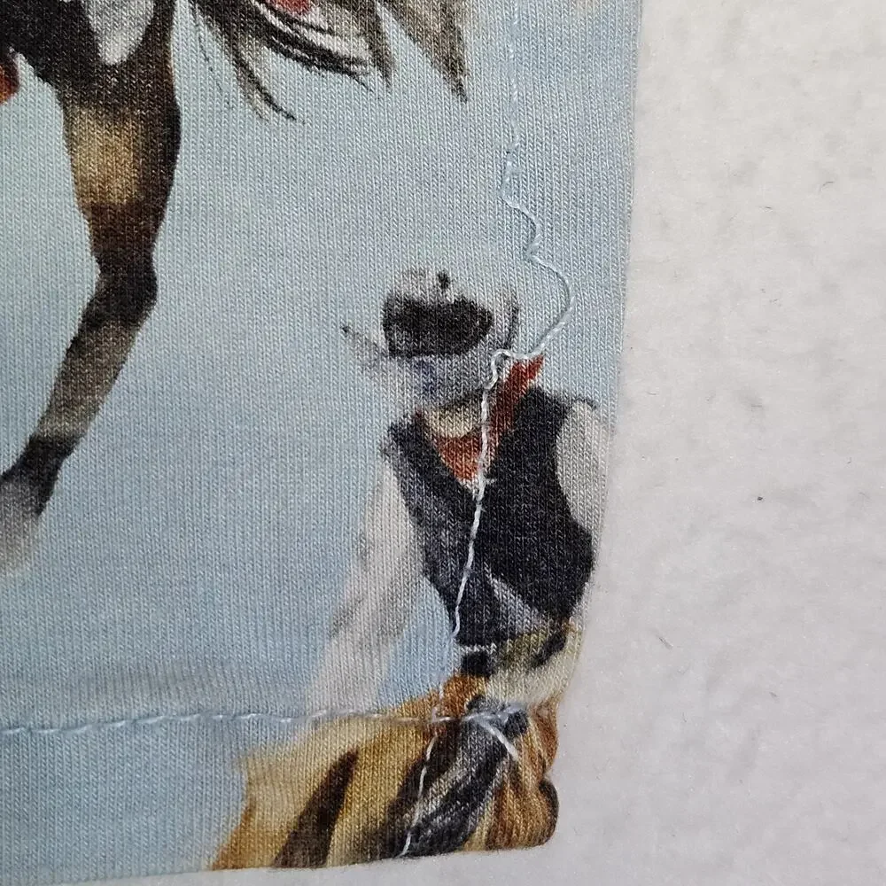 Posh Peanut Clint Swaddle Blanket Bamboo Western Cowboy Horse Nursery Boy Blue